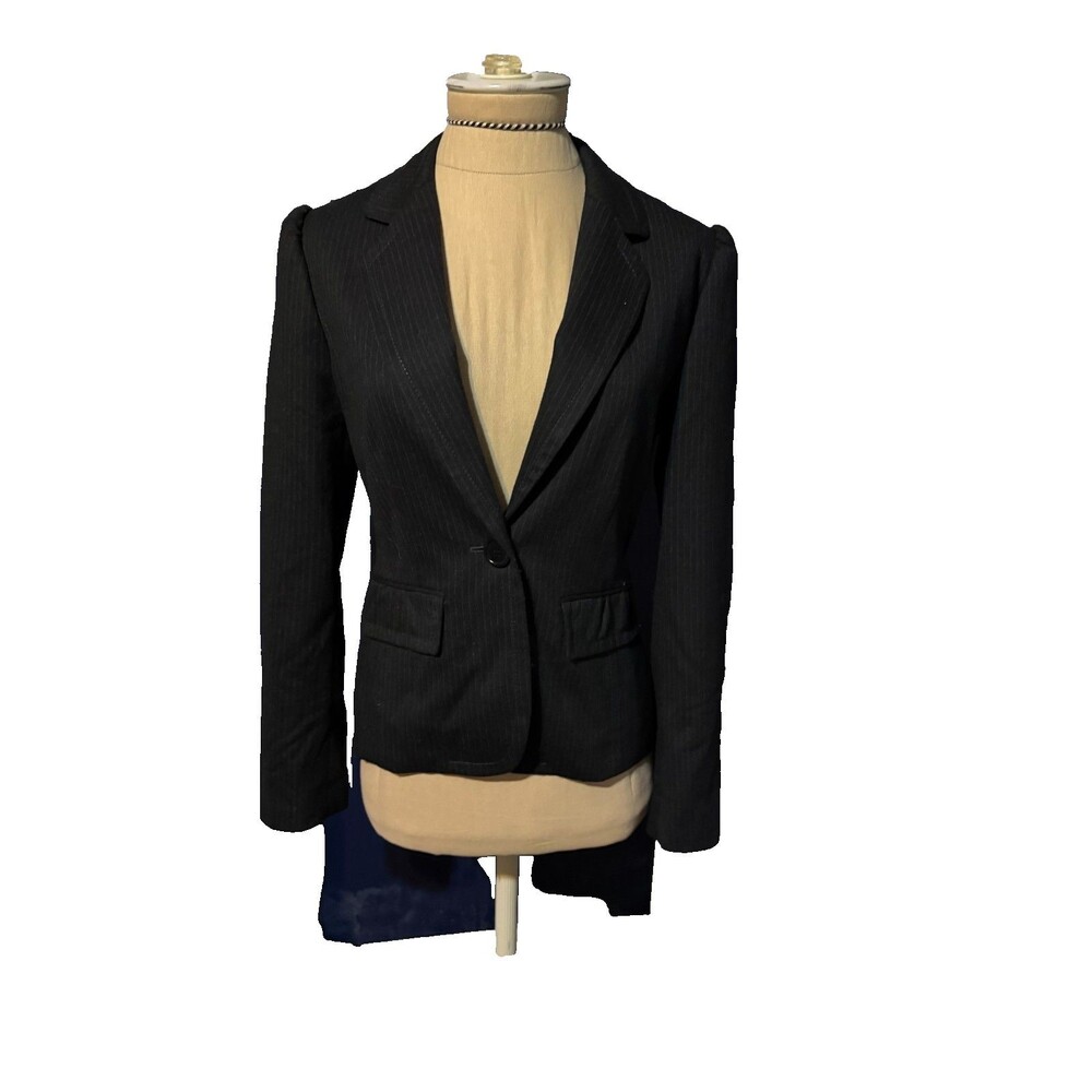 Club Monaco Gray Pinstripe Wool Blend 1 Button Lined Blazer Classic Career 0